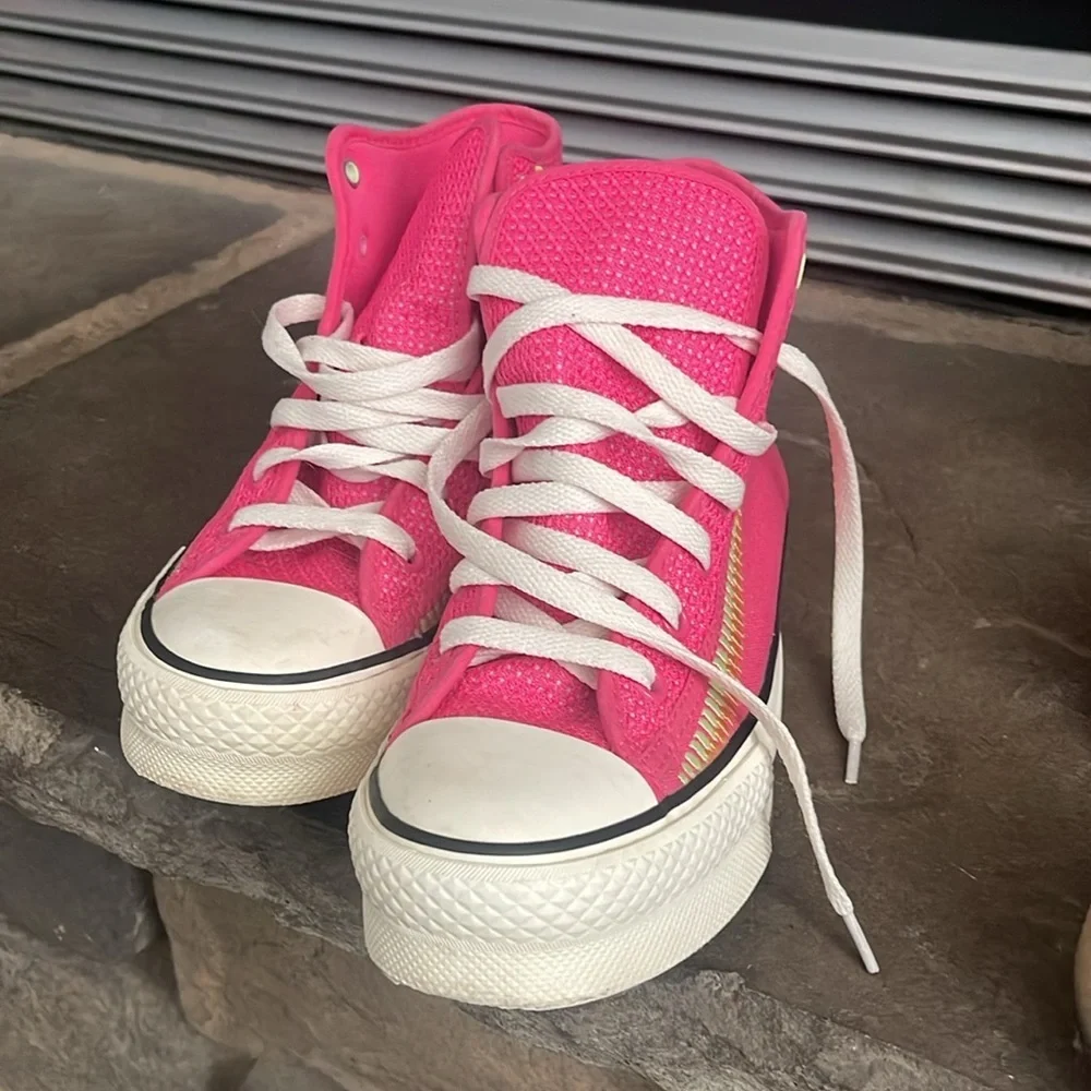 Converse Kids High-Top Sneakers in Bright Pink with White Accents